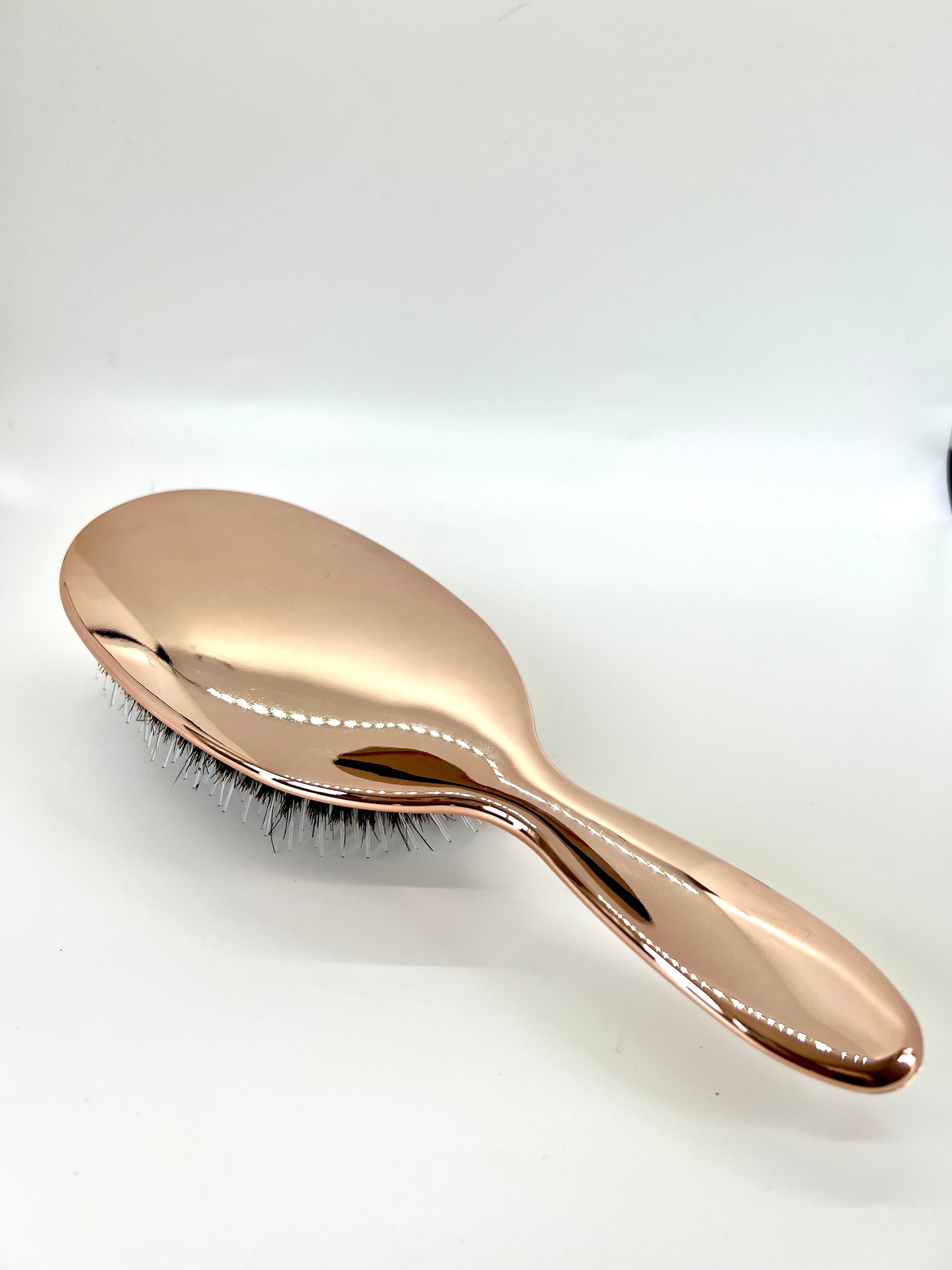 Professional Boar & Nylon Bristle Paddle Brush in Rose Gold